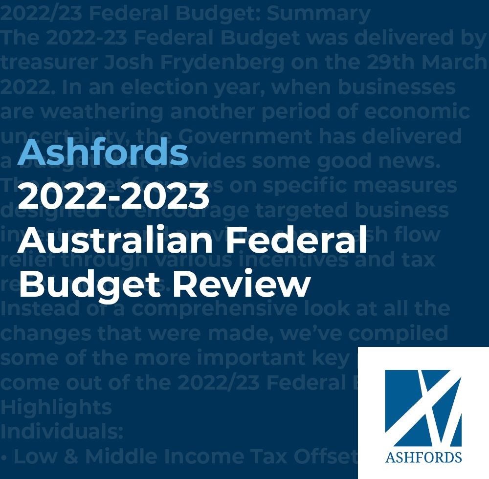 Ashfords 2022-2023 Australian Federal Budget Review